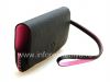 Photo 4 — Tas asli Leather Case Kulit Folio untuk BlackBerry 9100 / 9105 Pearl 3G, Black / Pink (Black w / aksen pink)
