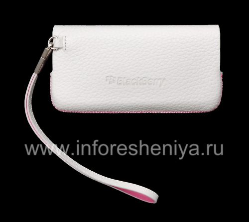 Photogallery for Housse en cuir d&#39;origine Sac portefeuille en cuir pour BlackBerry 9100/9105 Pearl 3G, Blanc / Rose (Blanc / Rose Accents) product