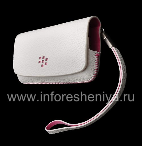 Photogallery for Housse en cuir d&#39;origine Sac portefeuille en cuir pour BlackBerry 9100/9105 Pearl 3G, Blanc / Rose (Blanc / Rose Accents) product