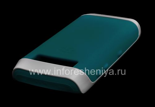 Photogallery for ブラックベリー9100/9105 Pearl 3G用プラスチックリムハードシェル＆スキンでオリジナルシリコンケース, ホワイト/ターコイズホワイト/ターコイズ product
