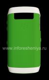 Photo 1 — Original abicah okwenziwa usebe plastic Hardshell & Isikhumba BlackBerry 9100 / 9105 Pearl 3G, White / Green (White / Green)