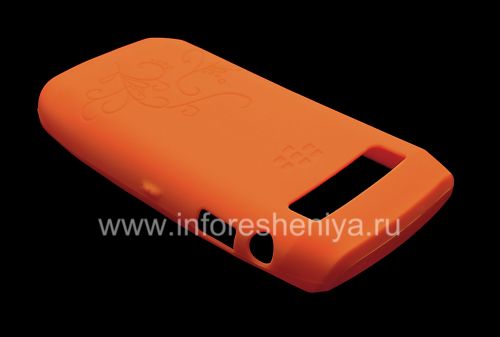 Photogallery for Original-Silikon-Hülle für Blackberry 9100/9105 Pearl 3G, Orange mit Reliefmuster &quot;Henna&quot; (orange, Henna) product