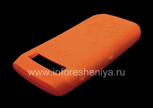 Photogallery for Original-Silikon-Hülle für Blackberry 9100/9105 Pearl 3G, Orange mit Reliefmuster &quot;Henna&quot; (orange, Henna) product