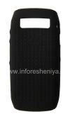 Photo 1 — Etui en silicone d'origine pour BlackBerry 9100/9105 Pearl 3G, Noir avec soulagement "Squares" (Noir, Gird)