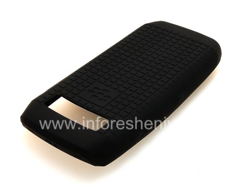 Photogallery for Original-Silikon-Hülle für Blackberry 9100/9105 Pearl 3G, Schwarz mit Relief &quot;Squares&quot; (Schwarz, Gird) product