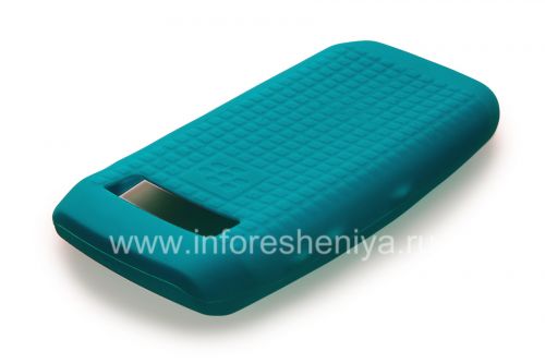 Photogallery for Original-Silikon-Hülle für Blackberry 9100/9105 Pearl 3G, Türkis gemusterten &quot;Squares&quot; (Türkis, Gird) product