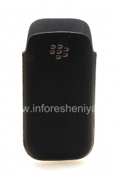 在原装皮套与金属口袋真皮包包徽标BlackBerry 9100 / 9105 Pearl 3G, 黑（黑）