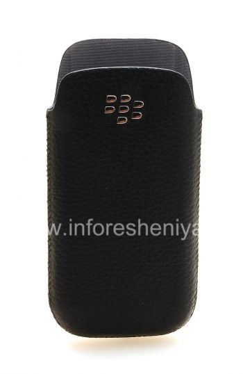 ブラックベリー9100/9105 Pearl 3G用の金属のロゴレザーポケット付きオリジナルレザーケースポケット