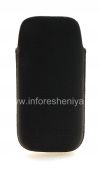 Photo 2 — Etui en cuir de poche d'origine avec Pocket logo en métal en cuir pour BlackBerry 9100/9105 Pearl 3G, Noir (Black)