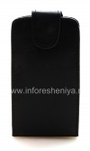 Photo 1 — Leather case cover with vertical opening for BlackBerry 9500/9530 Storm, Black with brown stitching