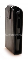 Photo 3 — Leather case cover with vertical opening for BlackBerry 9500/9530 Storm, Black with brown stitching