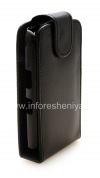Photo 4 — Leather case cover with vertical opening for BlackBerry 9500/9530 Storm, Black with brown stitching