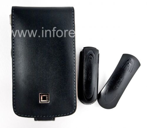 Photogallery for Caso Firma de cuero con tapa de apertura vertical Caso Ejecutivo Cellet para BlackBerry 9630/9650 Tour, Negro / Marrón product