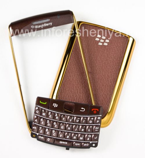 Photogallery for ブラックベリー9700/9780 Boldのための排他的なカラーケース, ゴールド/コーヒー光沢のあるカバー、 &quot;革&quot; product