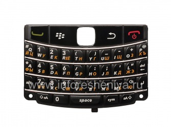 Russische Tastatur Blackberry 9700 Bold dicke Briefe, Schwarz mit hellen Streifen