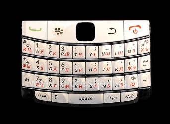 Blanc clavier russe avec des rayures sombres BlackBerry 9700/9780 de Bold, White (blanc perle)