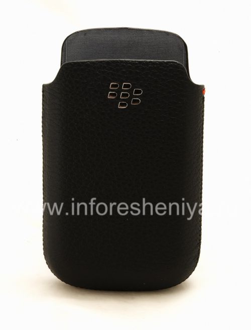 Photogallery for Etui en cuir de poche d&#39;origine avec Pocket logo en métal en cuir pour BlackBerry 9700/9780 Bold, Noir (Black) product