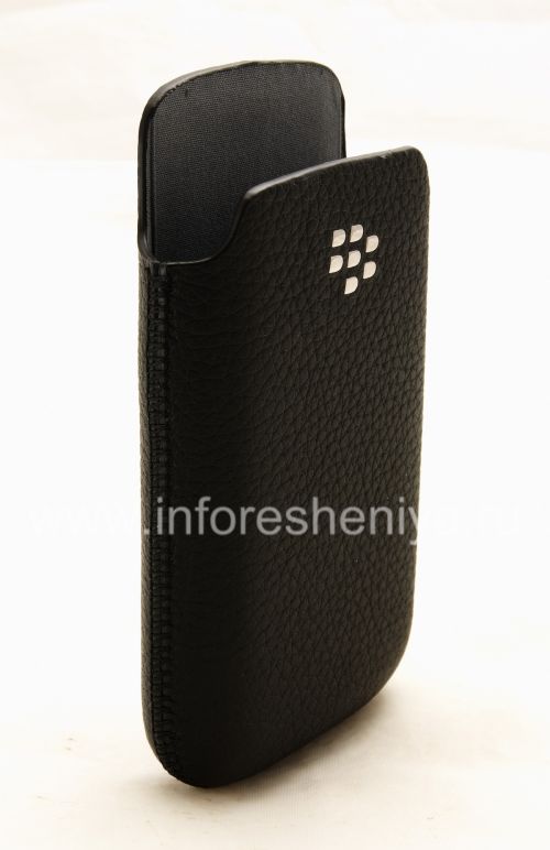Photogallery for Etui en cuir de poche d&#39;origine avec Pocket logo en métal en cuir pour BlackBerry 9700/9780 Bold, Noir (Black) product