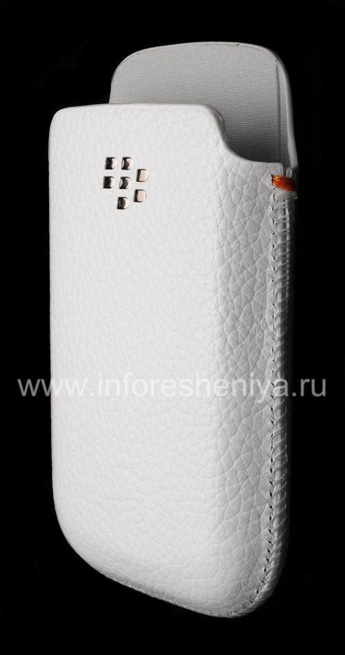 Photogallery for Etui en cuir de poche d&#39;origine avec Pocket logo en métal en cuir pour BlackBerry 9700/9780 Bold, Caucasien (Blanc) product
