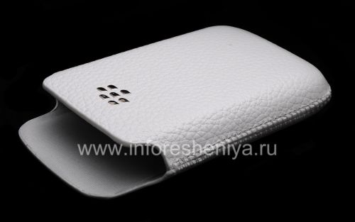 Photogallery for Etui en cuir de poche d&#39;origine avec Pocket logo en métal en cuir pour BlackBerry 9700/9780 Bold, Caucasien (Blanc) product
