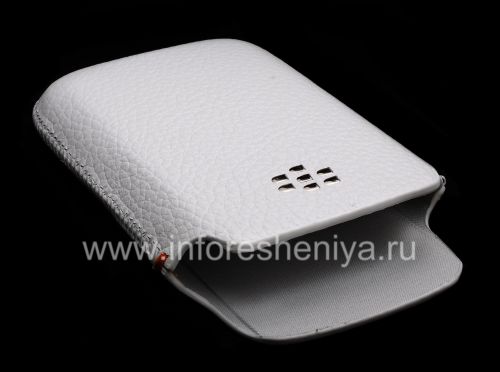 Photogallery for Etui en cuir de poche d&#39;origine avec Pocket logo en métal en cuir pour BlackBerry 9700/9780 Bold, Caucasien (Blanc) product