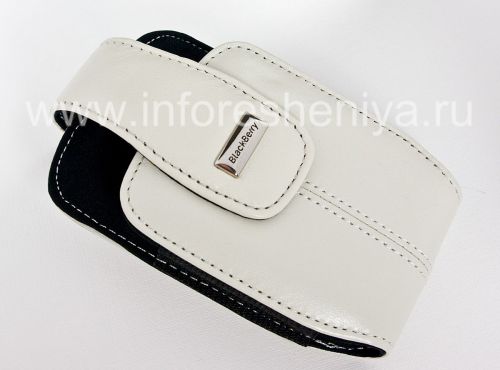 Photogallery for Das Original Ledertasche mit einem Clip und einem Metallschild Lederholster mit Swivel Gürtelclip für Blackberry, Weiß (Pearl White) product