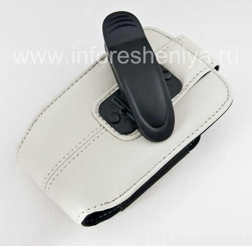Photogallery for Das Original Ledertasche mit einem Clip und einem Metallschild Lederholster mit Swivel Gürtelclip für Blackberry, Weiß (Pearl White) product