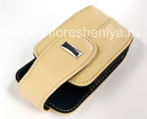 Photogallery for একটি চাবুক দিয়ে মূল চামড়া কেস এবং BlackBerry জন্য একটি ধাতু ট্যাগ চামড়া যোগ, বেজ (Ecru তান) product