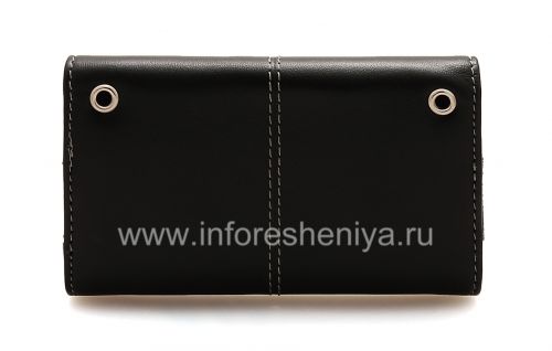 Photogallery for Original del bolso de cuero del caso con cuero etiqueta de metal Folio para BlackBerry, Negro / Negro (Negro) product