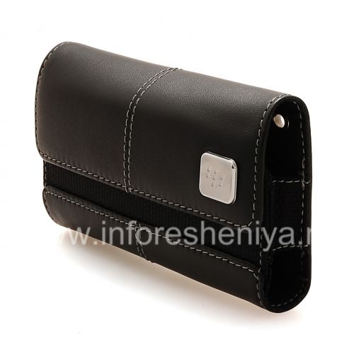 Photogallery for Original del bolso de cuero del caso con cuero etiqueta de metal Folio para BlackBerry, Negro / Negro (Negro) product
