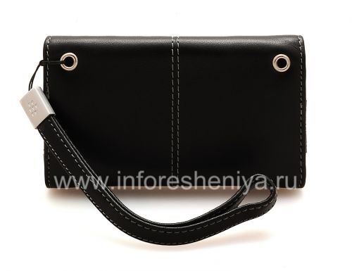 Photogallery for Original del bolso de cuero del caso con cuero etiqueta de metal Folio para BlackBerry, Negro / Negro (Negro) product