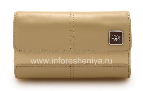 Photogallery for Original del bolso de cuero del caso con cuero etiqueta de metal Folio para BlackBerry, Beige (Oyster) product