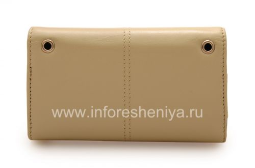 Photogallery for Original del bolso de cuero del caso con cuero etiqueta de metal Folio para BlackBerry, Beige (Oyster) product
