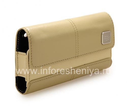Photogallery for Original del bolso de cuero del caso con cuero etiqueta de metal Folio para BlackBerry, Beige (Oyster) product