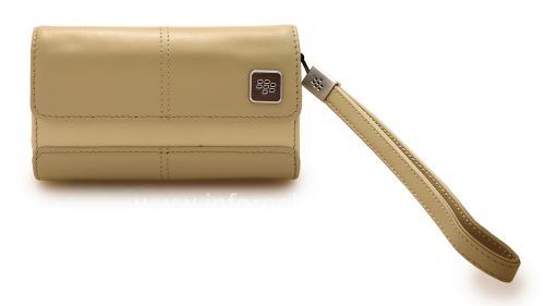 Photogallery for Original del bolso de cuero del caso con cuero etiqueta de metal Folio para BlackBerry, Beige (Oyster) product