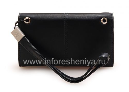 Photogallery for Original del bolso de cuero del caso con cuero etiqueta de metal Folio para BlackBerry, Dark Blue / Beige (Indigo) product