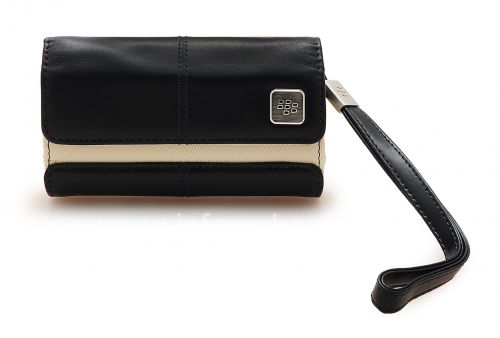 Photogallery for Original del bolso de cuero del caso con cuero etiqueta de metal Folio para BlackBerry, Dark Blue / Beige (Indigo) product