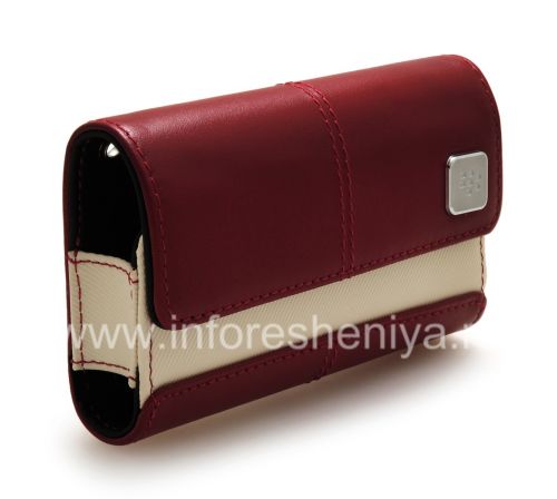 Photogallery for Original del bolso de cuero del caso con cuero etiqueta de metal Folio para BlackBerry, Rojo Oscuro / Beige (rojo oscuro) product