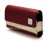 Photo 4 — Original del bolso de cuero del caso con cuero etiqueta de metal Folio para BlackBerry, Rojo Oscuro / Beige (rojo oscuro)