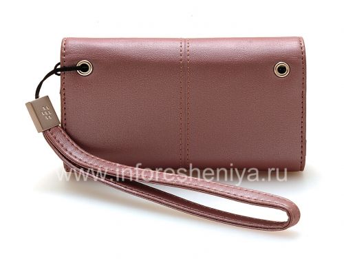 Photogallery for Original del bolso de cuero del caso con cuero etiqueta de metal Folio para BlackBerry, Rosa / Beige (rosa) product