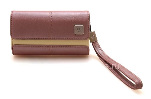 Photogallery for Original del bolso de cuero del caso con cuero etiqueta de metal Folio para BlackBerry, Rosa / Beige (rosa) product