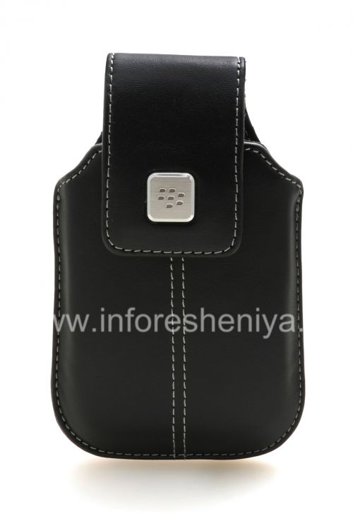Photogallery for La cubierta de cuero original con un clip con una pulsera de metal etiqueta Funda giratoria para BlackBerry, Negro (negro) product
