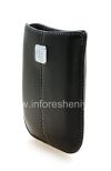 Photo 3 — El caso de cuero original, un bolsillo con un metal etiqueta de bolsillo de cuero para BlackBerry, Negro (negro)