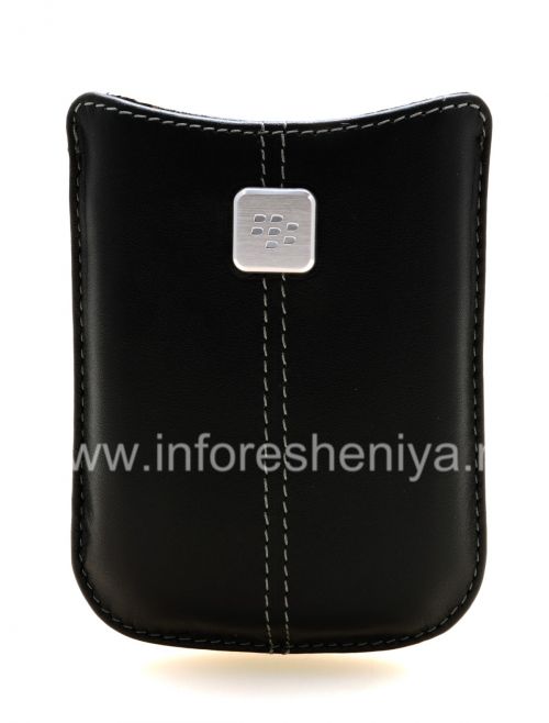 Photogallery for Etui en cuir de poche original avec Pocket étiquette métallique en cuir pour BlackBerry, Noir (Black) product