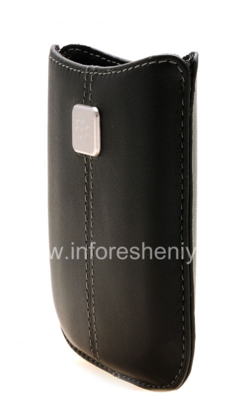 Photogallery for Etui en cuir de poche original avec Pocket étiquette métallique en cuir pour BlackBerry, Noir (Black) product