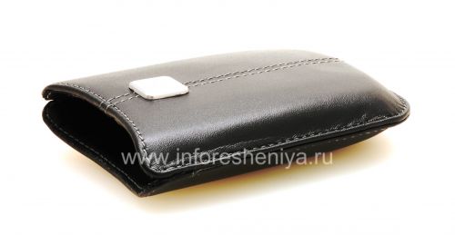 Photogallery for Etui en cuir de poche original avec Pocket étiquette métallique en cuir pour BlackBerry, Noir (Black) product