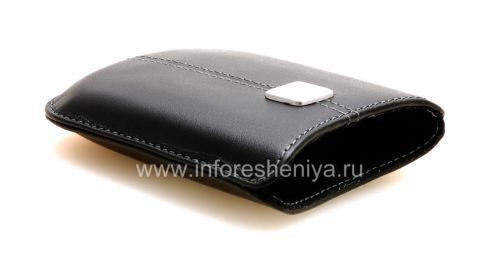 Photogallery for Etui en cuir de poche original avec Pocket étiquette métallique en cuir pour BlackBerry, Noir (Black) product