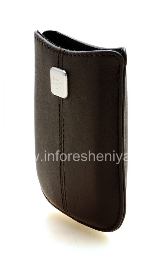 Photogallery for Etui en cuir de poche original avec Pocket étiquette métallique en cuir pour BlackBerry, Brun foncé (Espresso) product