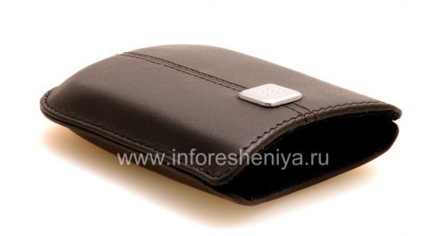 Photogallery for Etui en cuir de poche original avec Pocket étiquette métallique en cuir pour BlackBerry, Brun foncé (Espresso) product