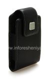Photo 3 — El caso de cuero original con un clip y una pulsera de cuero etiqueta metálica giratoria de cuero para BlackBerry, Negro (negro)